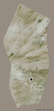 Çad 'ın başkenti Ennedi Ouest' in katı renk arkaplanı ile izole edilmiş hali. Uydu görüntüleri. 3B görüntüleme