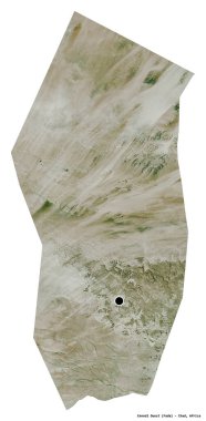 Ennedi Ouest, Çad bölgesi, başkenti beyaz arka planda izole edilmiş. Uydu görüntüleri. 3B görüntüleme