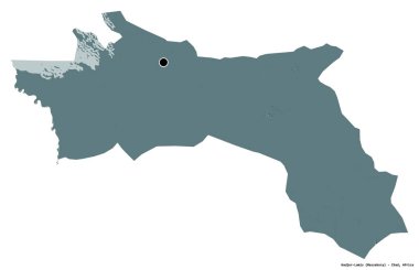 Hacı-Lamis 'in şekli, Çad bölgesi, başkenti beyaz arka planda izole edilmiş. Renkli yükseklik haritası. 3B görüntüleme