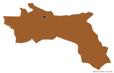 Hacı-Lamis 'in şekli, Çad bölgesi, başkenti beyaz arka planda izole edilmiş. Desenli dokuların bileşimi. 3B görüntüleme