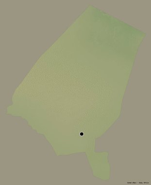 Kanem 'in şekli, Çad bölgesi, başkenti katı bir renk arkaplanı ile izole edilmiş. Topografik yardım haritası. 3B görüntüleme