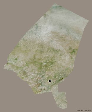 Kanem 'in şekli, Çad bölgesi, başkenti katı bir renk arkaplanı ile izole edilmiş. Uydu görüntüleri. 3B görüntüleme