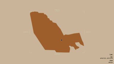 Lac bölgesi, Chad bölgesi, jeoreferatlı bir sınır kutusunda sağlam bir arka planda izole edilmiş. Etiketler. Desenli dokuların bileşimi. 3B görüntüleme