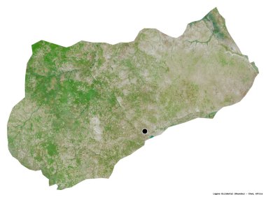 Logone Occidental, Çad bölgesi, başkenti beyaz arka planda izole edilmiş. Uydu görüntüleri. 3B görüntüleme