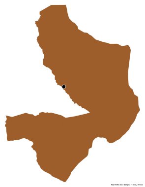 Mayo-Kebbi Est, Çad bölgesi, başkenti beyaz arka planda izole edilmiş. Desenli dokuların bileşimi. 3B görüntüleme