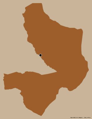 Çad 'ın başkenti Mayo-Kebbi Est' in katı renk arkaplanı ile izole edilmiş hali. Desenli dokuların bileşimi. 3B görüntüleme