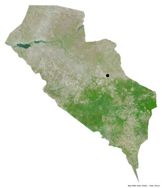 Mayo-Kebbi Ouest, Çad bölgesi, başkenti beyaz arka planda izole edilmiş. Uydu görüntüleri. 3B görüntüleme