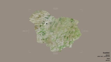 Ouaddai bölgesi, Chad bölgesi, jeoreferatlı bir sınır kutusunda sağlam bir arka planda izole edilmiş. Etiketler. Uydu görüntüleri. 3B görüntüleme