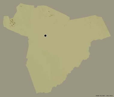 Salamat 'ın şekli, Çad bölgesi, başkenti katı bir renk arkaplanı ile izole edilmiş. Topografik yardım haritası. 3B görüntüleme