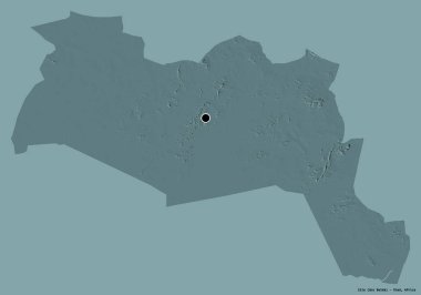 Sila 'nın şekli, Çad bölgesi, başkenti katı renk arkaplanı ile izole edilmiş. Renkli yükseklik haritası. 3B görüntüleme