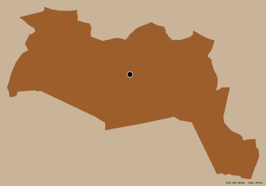 Sila 'nın şekli, Çad bölgesi, başkenti katı renk arkaplanı ile izole edilmiş. Desenli dokuların bileşimi. 3B görüntüleme