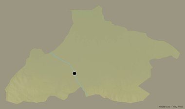 Tandjile 'in şekli, Çad bölgesi, başkenti katı renk arkaplanı ile izole edilmiş. Topografik yardım haritası. 3B görüntüleme