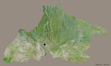 Tandjile 'in şekli, Çad bölgesi, başkenti katı renk arkaplanı ile izole edilmiş. Uydu görüntüleri. 3B görüntüleme