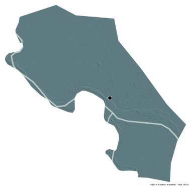 Çad 'ın başkenti Ville de N' Djamena 'nın beyaz arka planda izole edilmiş hali. Renkli yükseklik haritası. 3B görüntüleme