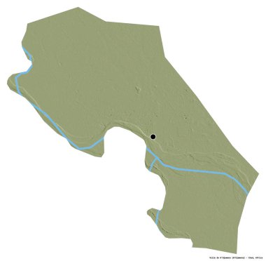Çad 'ın başkenti Ville de N' Djamena 'nın beyaz arka planda izole edilmiş hali. Topografik yardım haritası. 3B görüntüleme