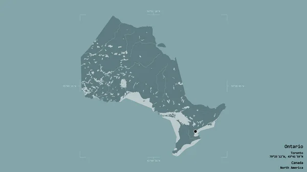 Περιοχή Οντάριο Επαρχία Του Καναδά Απομονωμένη Στέρεο Υπόβαθρο Ένα Γεωγραφικό — Φωτογραφία Αρχείου