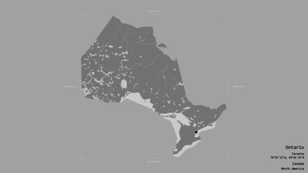 Gebied Van Ontario Provincie Canada Geïsoleerd Een Solide Achtergrond Een — Stockfoto