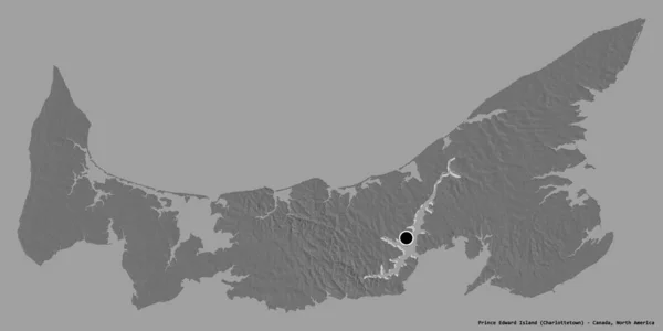 カナダのプリンスエドワード島の形で その首都はしっかりした色の背景に隔離されています 標高マップ 3Dレンダリング — ストック写真