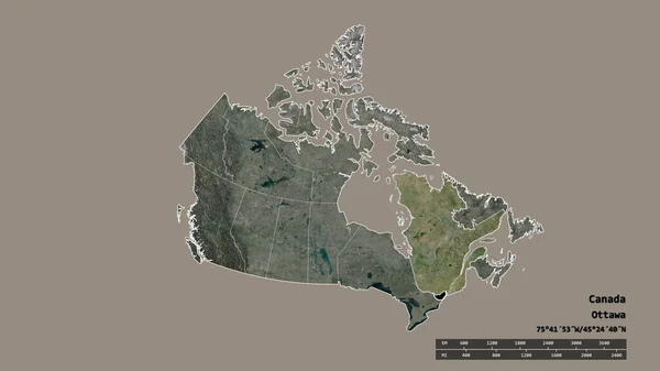 Forma Desnaturalizada Canadá Con Capital División Regional Principal Área Separada — Foto de Stock