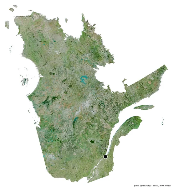 Shape Quebec Province Canada Its Capital Isolated White Background Satellite — Stock Photo, Image