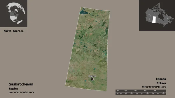 Forme Saskatchewan Province Canada Capitale Échelle Distance Aperçus Étiquettes Imagerie — Photo