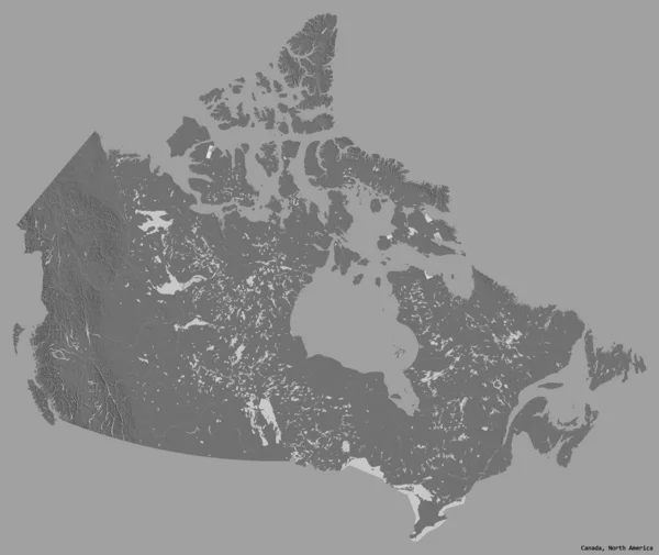 Forma Canadá Com Sua Capital Isolada Fundo Cor Sólida Mapa — Fotografia de Stock