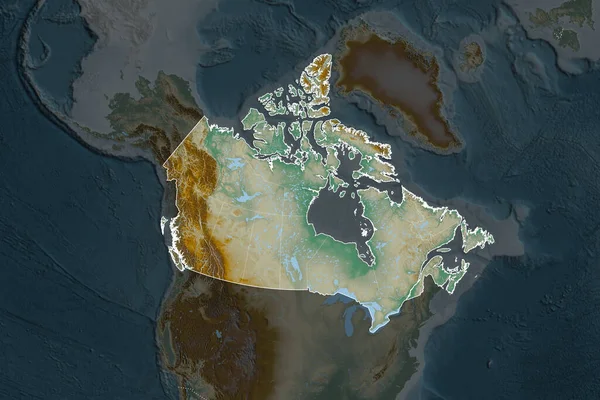 Gestalt Kanadas Getrennt Durch Die Entwässerung Benachbarter Gebiete Grenzen Topographische — Stockfoto