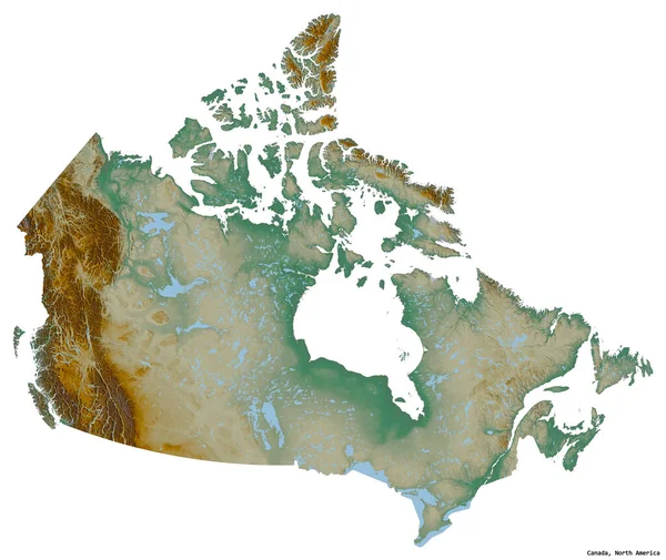 Kształt Kanady Kapitałem Odizolowanym Białym Tle Mapa Pomocy Topograficznej Renderowanie — Zdjęcie stockowe