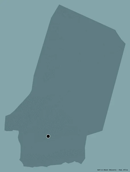 バール ガゼルの形 チャドの地域 その首都は 固体色の背景に隔離されています 色の標高マップ 3Dレンダリング — ストック写真