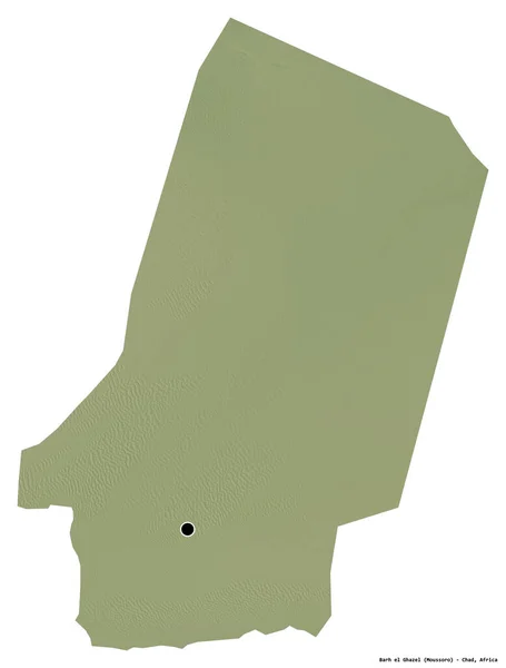 乍得地区Barh Ghazel的形状 其首都因白色背景而孤立 地形浮雕图 3D渲染 — 图库照片