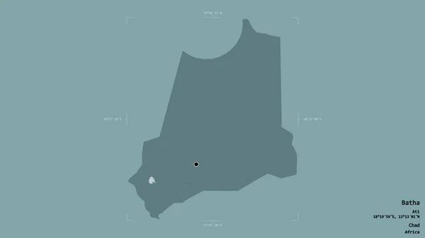 乍得巴塔地区 在一个地理参照框的坚实背景下被隔离 彩色高程图 3D渲染 — 图库照片