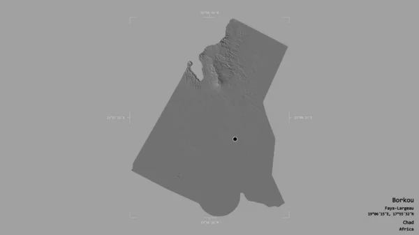 Area Borkou Region Chad Isolated Solid Background Georeferenced Bounding Box — Stock Photo, Image