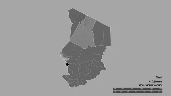 Forma Desnaturalizada Chad Con Capital División Regional Principal Zona Separada — Foto de Stock