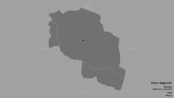 乍得地区Chari Baguirmi的一个地区 在一个地理参照框的坚实背景下被隔离 Bilevel高程图 3D渲染 — 图库照片