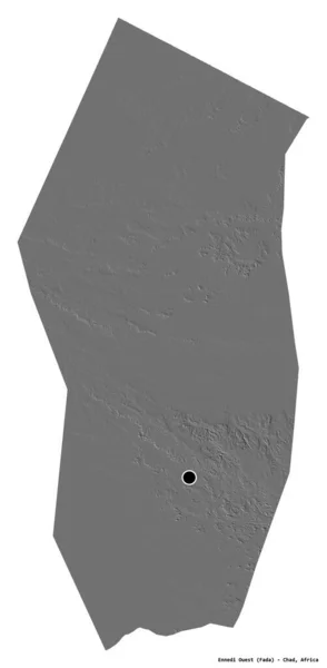 Forma Ennedi Ouest Región Chad Con Capital Aislada Sobre Fondo — Foto de Stock