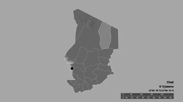 Forma Desnaturalizada Chad Con Capital División Regional Principal Zona Separada — Foto de Stock