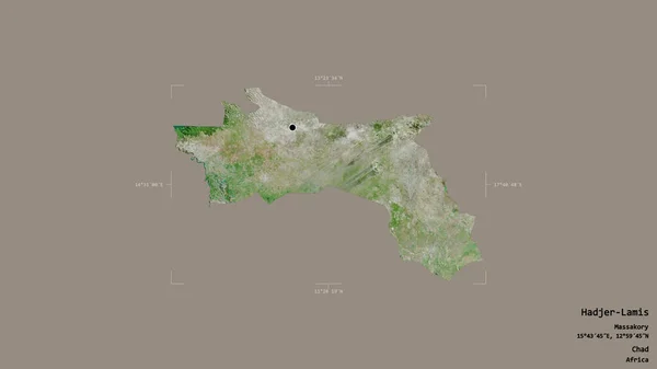 乍得地区的Hadjer Lamis地区 在一个地理参照框的坚实背景下被隔离 卫星图像 3D渲染 — 图库照片