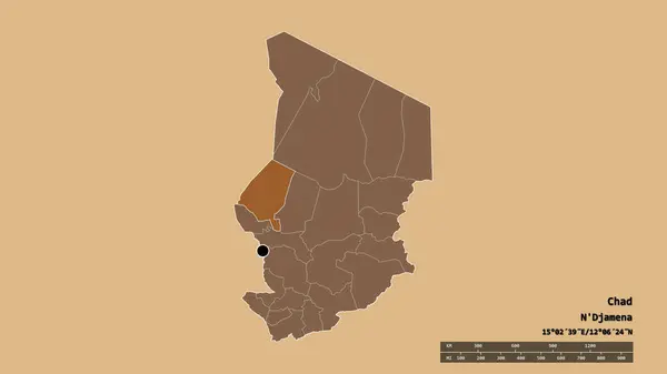 Forma Dessaturada Chade Com Sua Capital Principal Divisão Regional Área — Fotografia de Stock