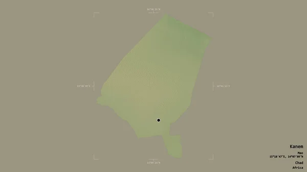 Area Kanem Region Chad Isolated Solid Background Georeferenced Bounding Box — Stock Photo, Image