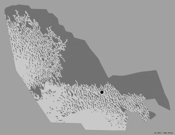 Forma Lac Región Chad Con Capital Aislada Sobre Fondo Color —  Fotos de Stock