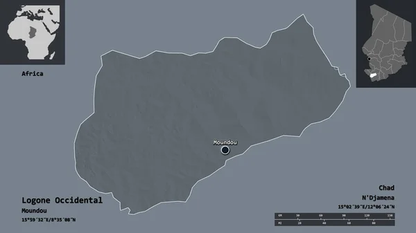 Shape Logone Occidental Region Tschad Und Seine Hauptstadt Entfernungsskala Vorschau — Stockfoto