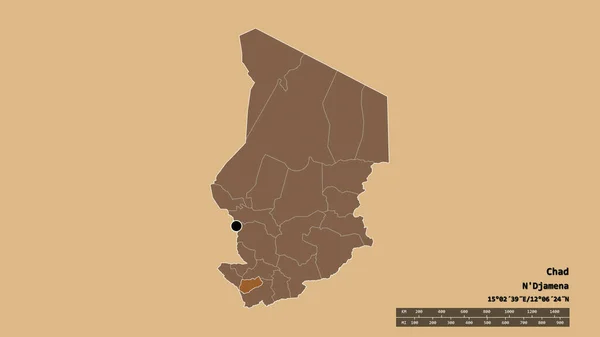 Forma Desnaturalizada Chad Con Capital División Regional Principal Área Separada — Foto de Stock