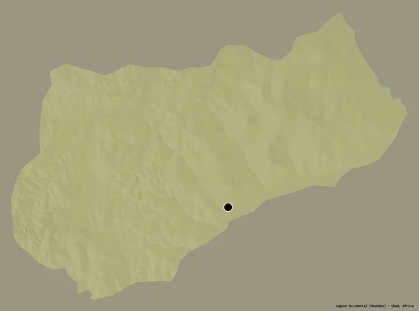 ロゴンの形確固たる色の背景にその首都で チャドの偶発的 地形図 3Dレンダリング — ストック写真