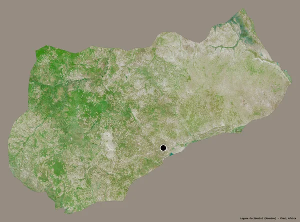 乍得西部的Logone形状 其首都以纯色背景隔离 卫星图像 3D渲染 — 图库照片
