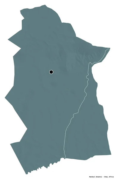Kształt Mandulu Regionu Czadu Stolicą Odizolowaną Białym Tle Kolorowa Mapa — Zdjęcie stockowe