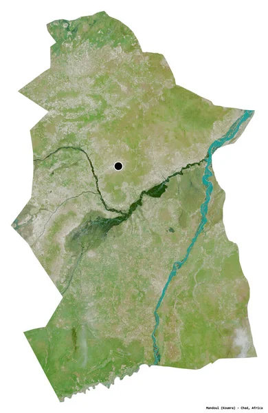 チャドの地域であるマンドゥルの形で 首都は白い背景に孤立しています 衛星画像 3Dレンダリング — ストック写真