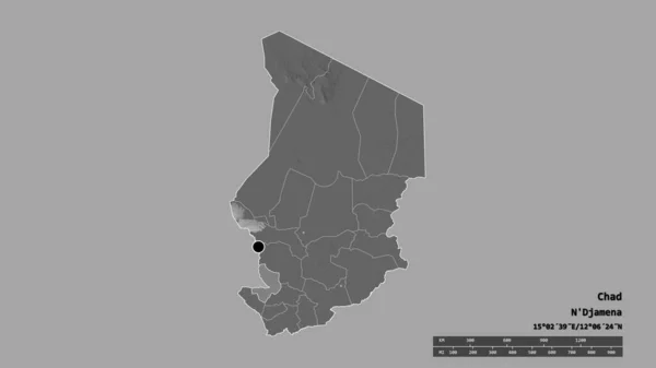 Die Ungesättigte Form Des Tschad Mit Seiner Hauptstadt Der Wichtigsten — Stockfoto