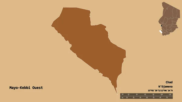 Forma Mayo Kebbi Ouest Región Chad Con Capital Aislada Sobre — Foto de Stock