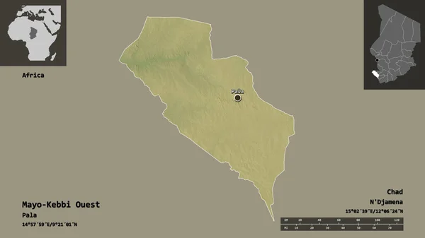 Shape Mayo Kebbi Ouest Region Chad Its Capital Distance Scale — Stock Photo, Image