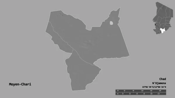 Gestalt Von Moyen Chari Region Tschad Mit Seiner Hauptstadt Isoliert — Stockfoto